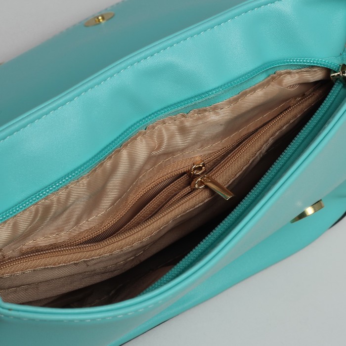 Сумка женская на молнии, 1 отдел, 1 наружный карман, регулируемый ремень, зелёная