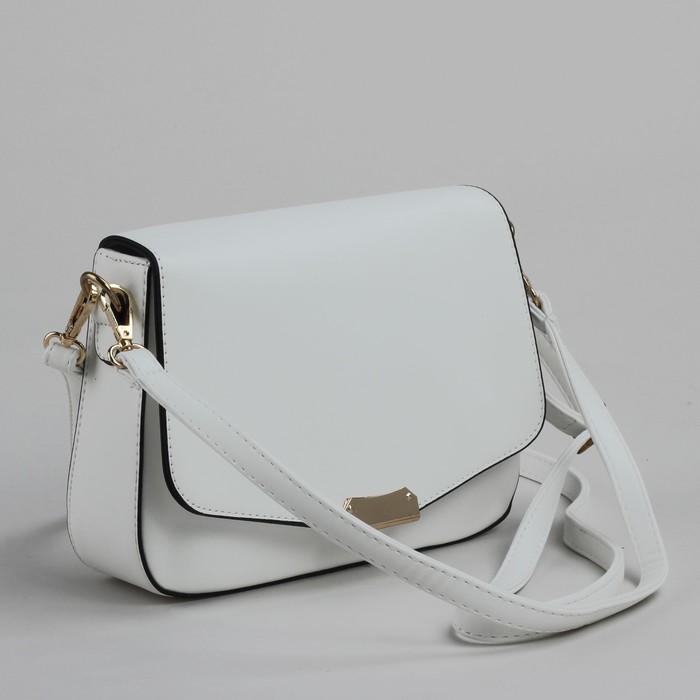 Сумка женская на молнии, 1 отдел, 1 наружный карман, регулируемый ремень, белая