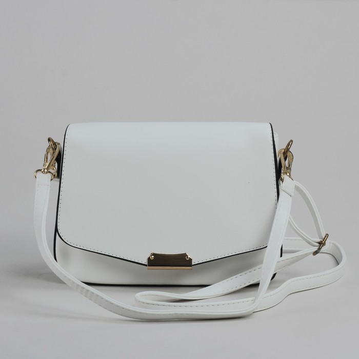 Сумка женская на молнии, 1 отдел, 1 наружный карман, регулируемый ремень, белая