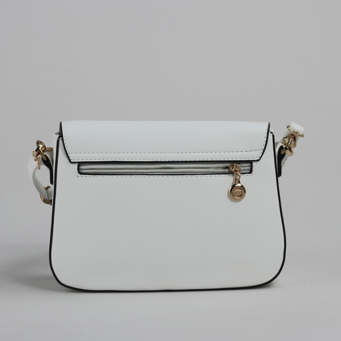 Сумка женская на молнии, 1 отдел, 1 наружный карман, регулируемый ремень, белая