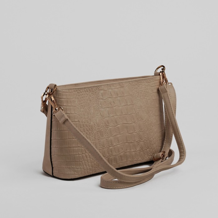 Сумка женская на молнии, 1 отдел с перегородкой, 1 наружный карман, регулируемый ремень, цвет бежевый