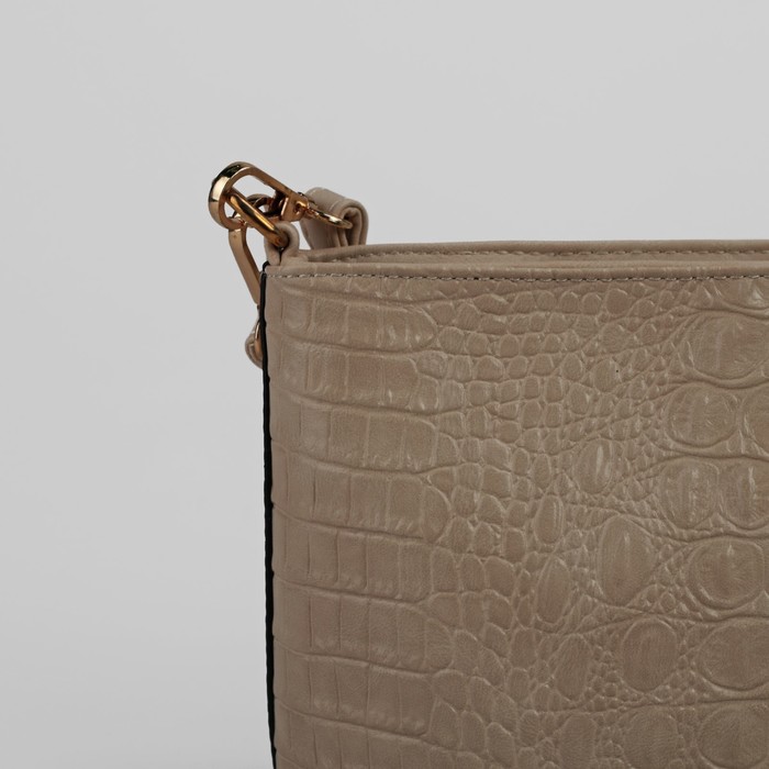 Сумка женская на молнии, 1 отдел с перегородкой, 1 наружный карман, регулируемый ремень, цвет бежевый