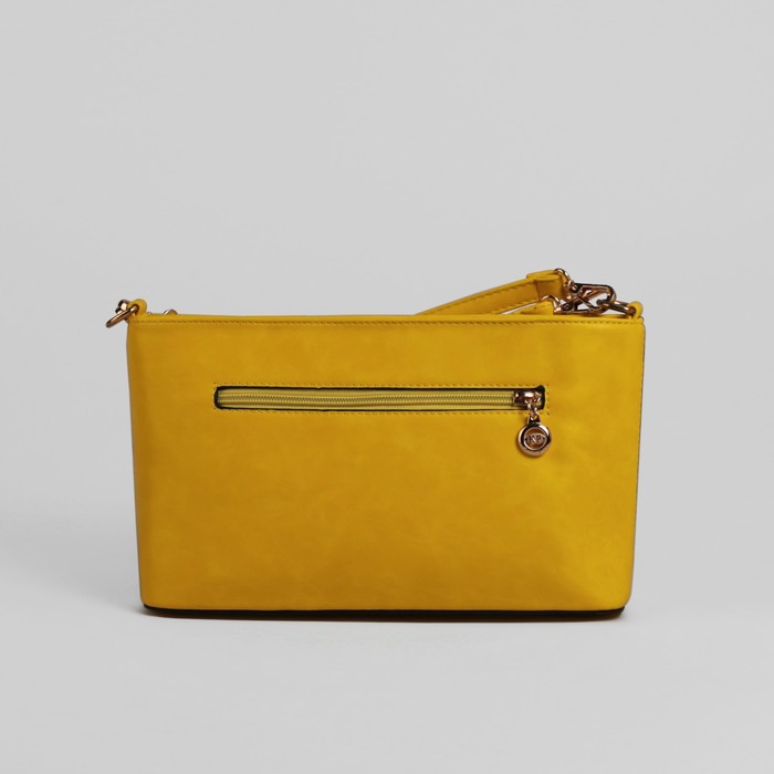 Сумка женская на молнии, 1 отдел с перегородкой, 1 наружный карман, регулируемый ремень, жёлтая