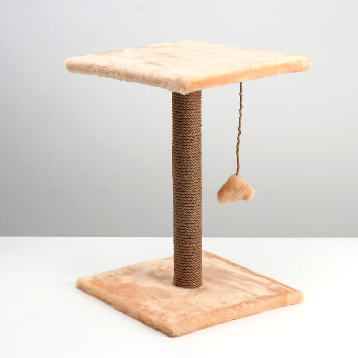 Когтеточка "Столбик" с полкой и игрушкой, 40 х 40 х 60 см микс цветов