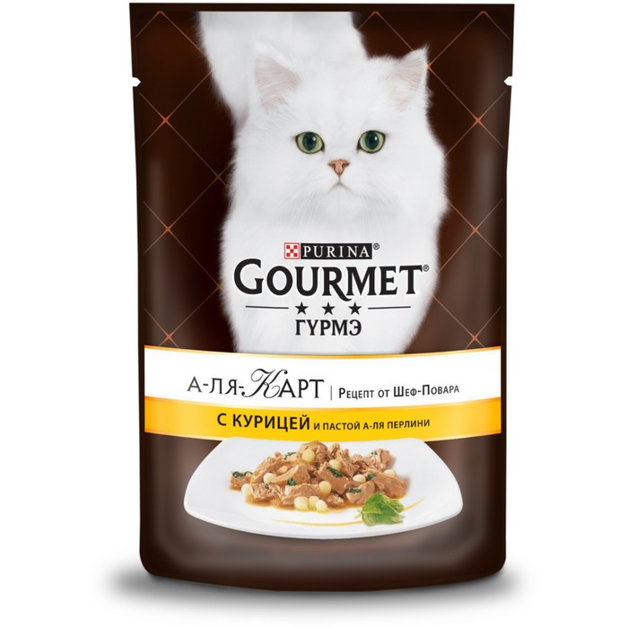 Влажные корма для кошек  Сима-Ленд Влажный корм GOURMET ALCTE для кошек, курица/макароны в подливе, пауч, 85 г