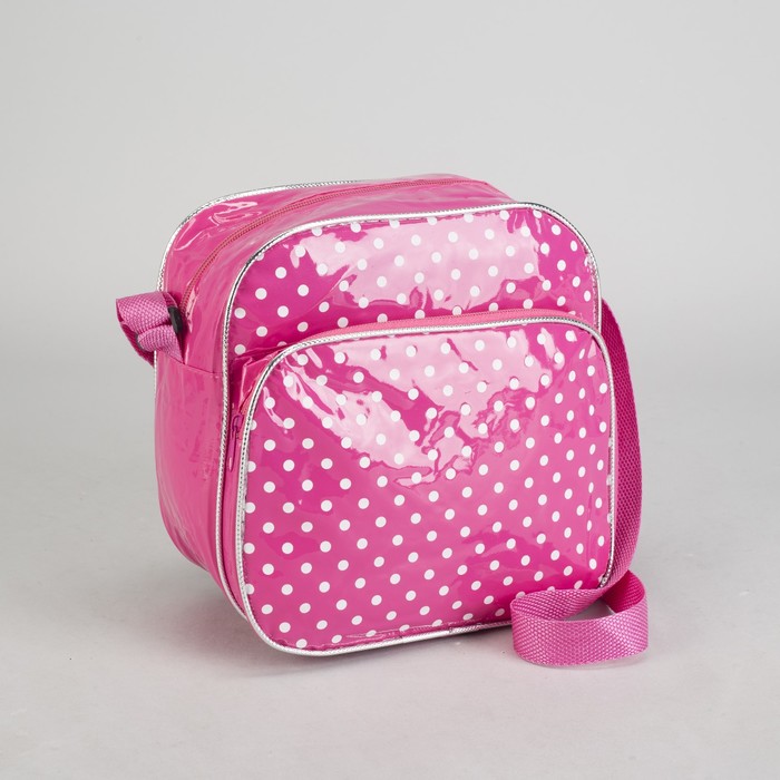 Сумка детская на молнии "Горошек", 1 отдел, 1 наружный карман, длинный ремень, цвет малиновый