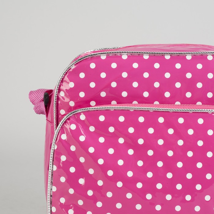 Сумка детская на молнии "Горошек", 1 отдел, 1 наружный карман, длинный ремень, цвет малиновый