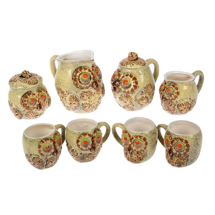 Чайный набор "Совы" листочки, 8 предметов, микс