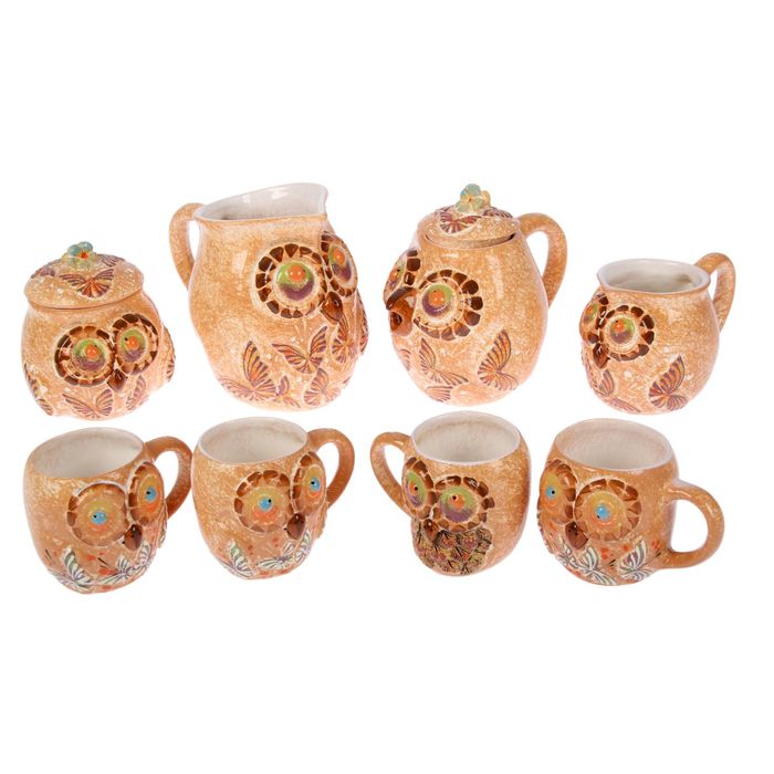 Чайный набор "Совы" бабочки, 8 предметов, микс