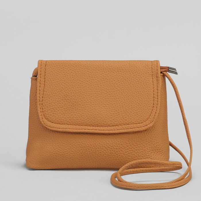 Сумка женская, 1 отдел, 1 наружный карман, длинный ремень, цвет бежевый