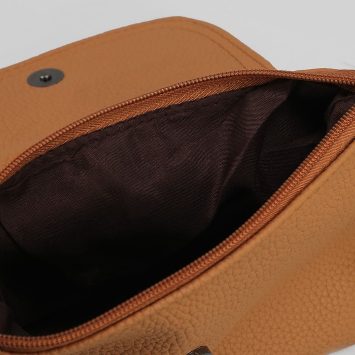 Сумка женская, 1 отдел, 1 наружный карман, длинный ремень, цвет бежевый