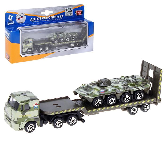 Машина металлическая "Камаз транспортер с доп машинкой" 7,5см МИКС