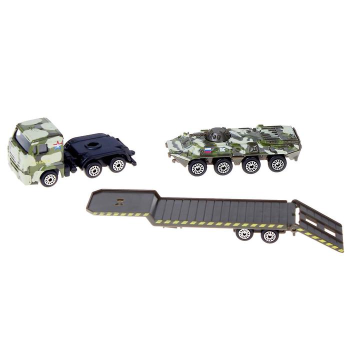 Машина металлическая "Камаз транспортер с доп машинкой" 7,5см МИКС