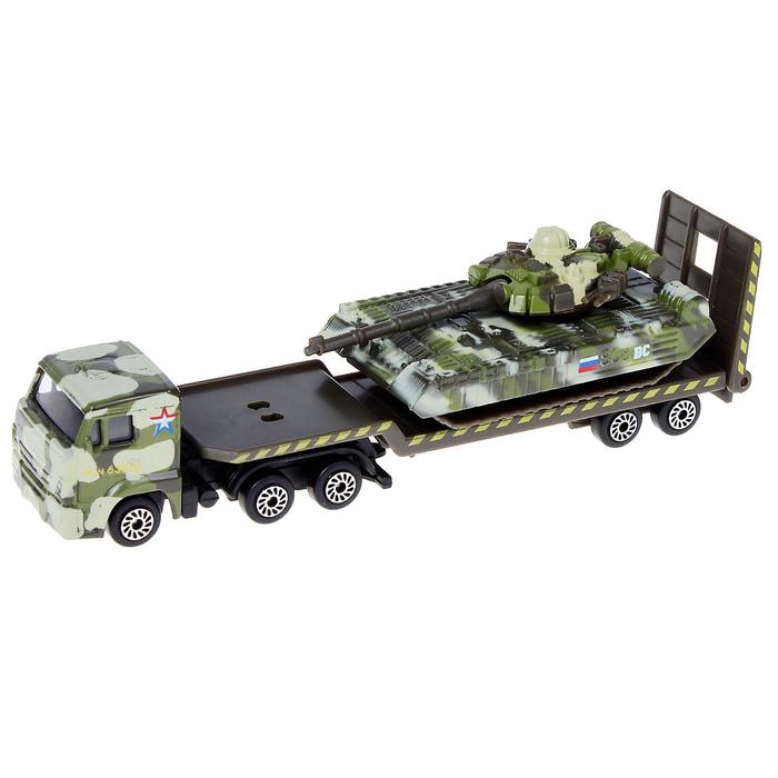 Машина металлическая "Камаз транспортер с доп машинкой" 7,5см МИКС