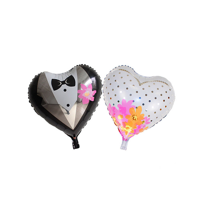 Шар фольгированный 25" "Свадебный", сердце, виды МИКС