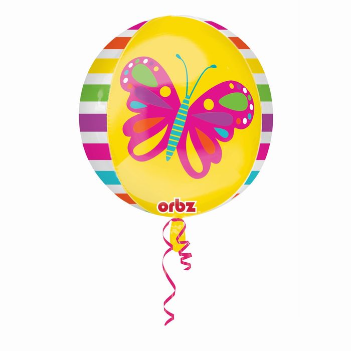 Шар фольгированный 16" 3D "Бабочка весенняя", сфера