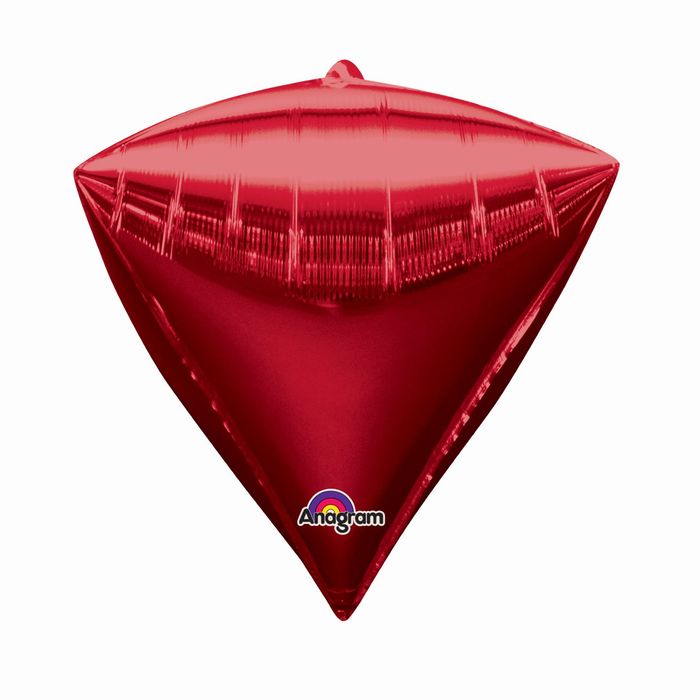 Шар фольгированный 17" 3D-алмаз, металл, Red