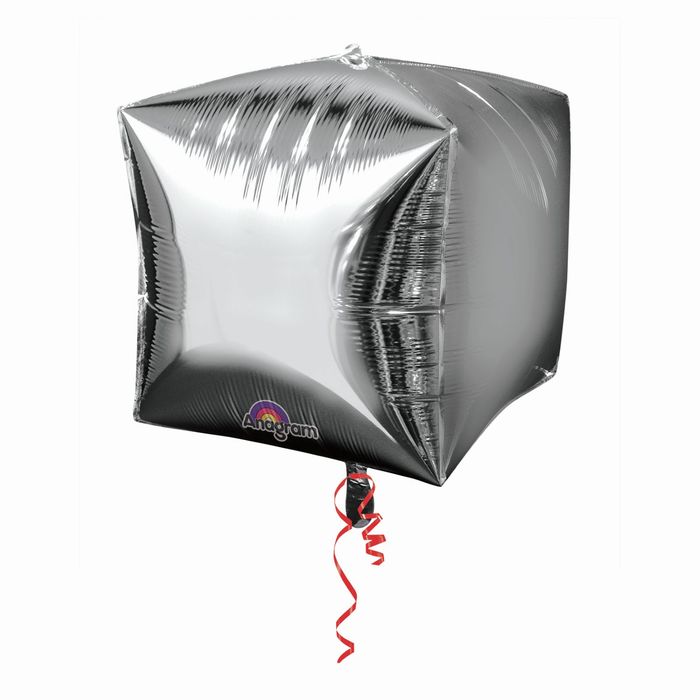 Шар фольгированный 3D КУБ 15" Металл Silver АГ