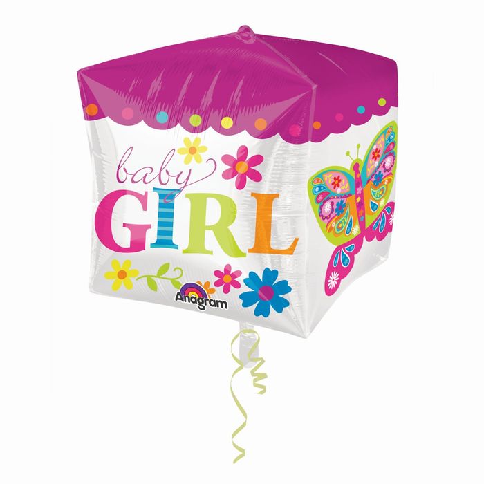 Шар фольгированный 3D 15" Happy Birthday "Малыш девочка"