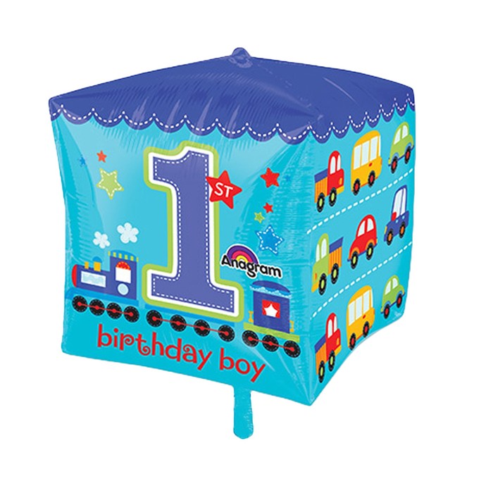 Шар фольгированный 3D 15" "1-й день рождения! Мальчик"