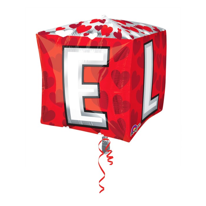 Шар фольгированный 3D КУБ 15" "L-O-V-E" АГ