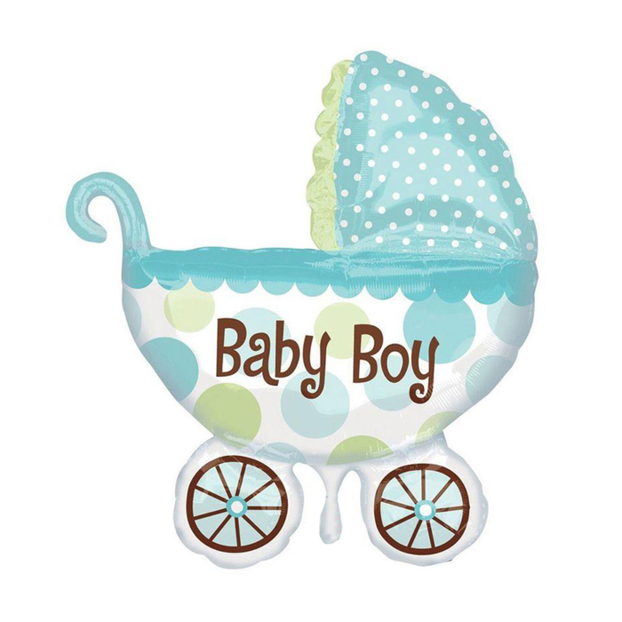 Шар фольгированный "Коляска детская", 31", цвет голубой