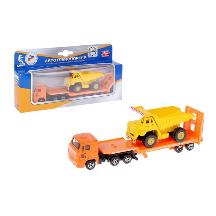 Машина металлическая "Камаз транспортер с доп машинкой" 7,5см МИКС