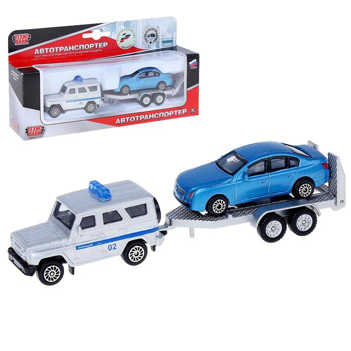 Набор металлических машин" Прицеп", 2 шт, 7см, МИКС