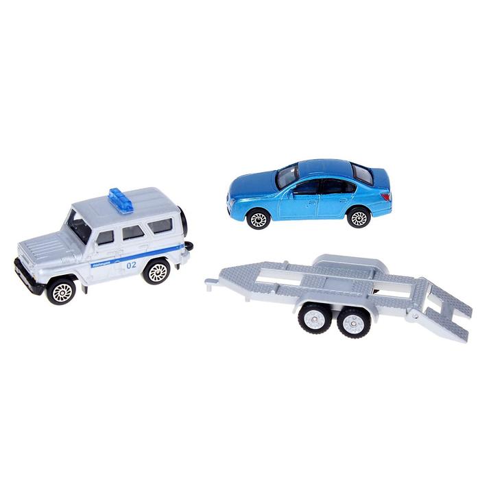 Набор металлических машин" Прицеп", 2 шт, 7см, МИКС