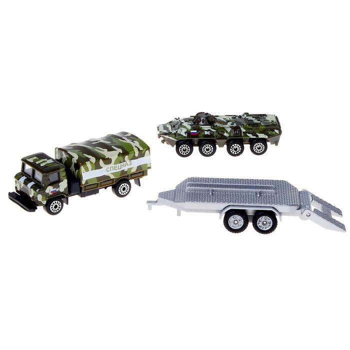Набор металлических машин "Военная техника с прицепом", 2 шт, 7см