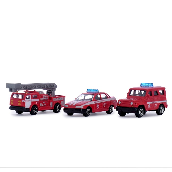 Набор металлических машин "Пожарный транспорт", 3 шт, масштаб 1:72