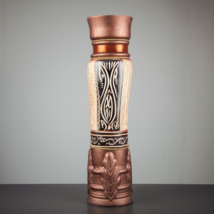 Ваза напольная "Феерия" ангоб, лента, коричневая