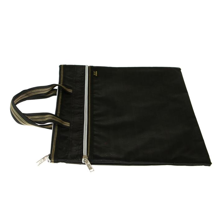 Портфель 1 отделение, формат А4, текстильный, на молнии, с ручками, с карманом,чёрный