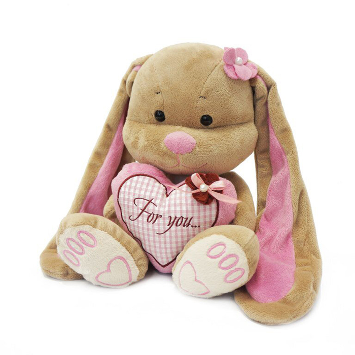Мягкая игрушка "Зайка Лин" с сердцем, 25 см