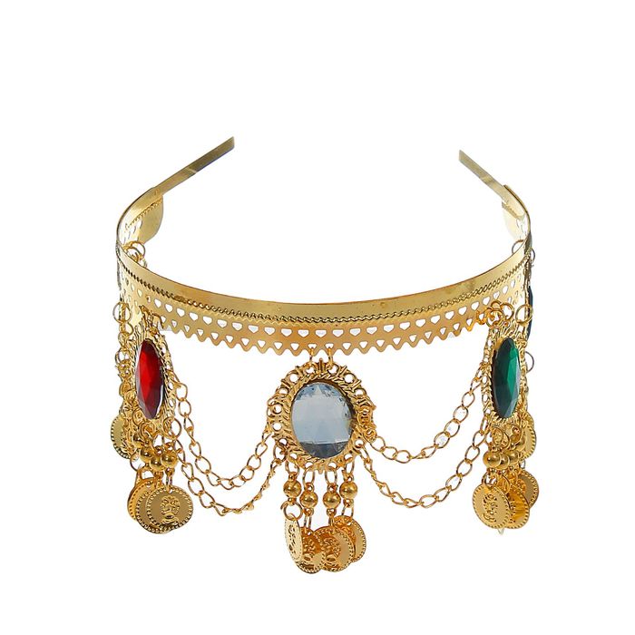 Ободок для восточных танцев "Незнакомка" с камнями, цвета МИКС