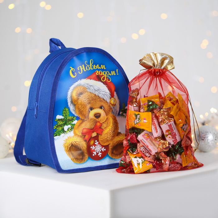Рюкзак детский для подарков "С Новым годом", мишка