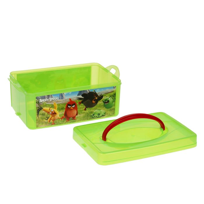 Ящик для игрушек с аппликацией Angry birds Movie с крышкой и ручкой, 3 л, цвет зелёный