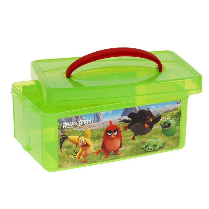 Ящик для игрушек с аппликацией Angry birds Movie с крышкой и ручкой, 3 л, цвет зелёный