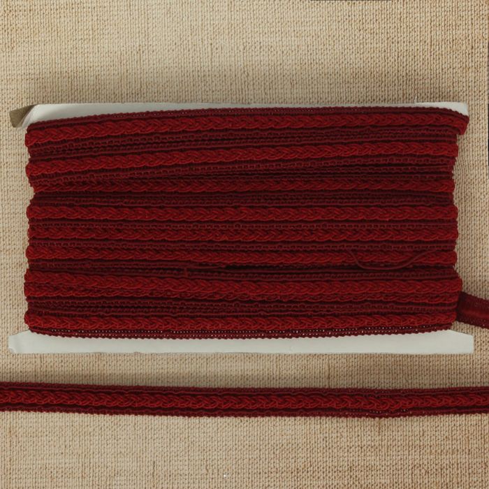 Тесьма декоративная "Косичка", ширина 1,5см, длина 10±1м, цвет бордовый