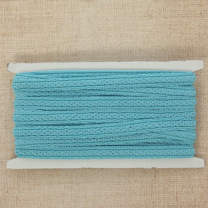 Тесьма декоративная "Косичка", ширина 1,2см, длина 10±1м, цвет голубой