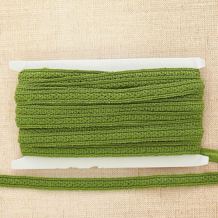 Тесьма декоративная "Косичка", ширина 1,2см, длина 10±1м, цвет зеленый