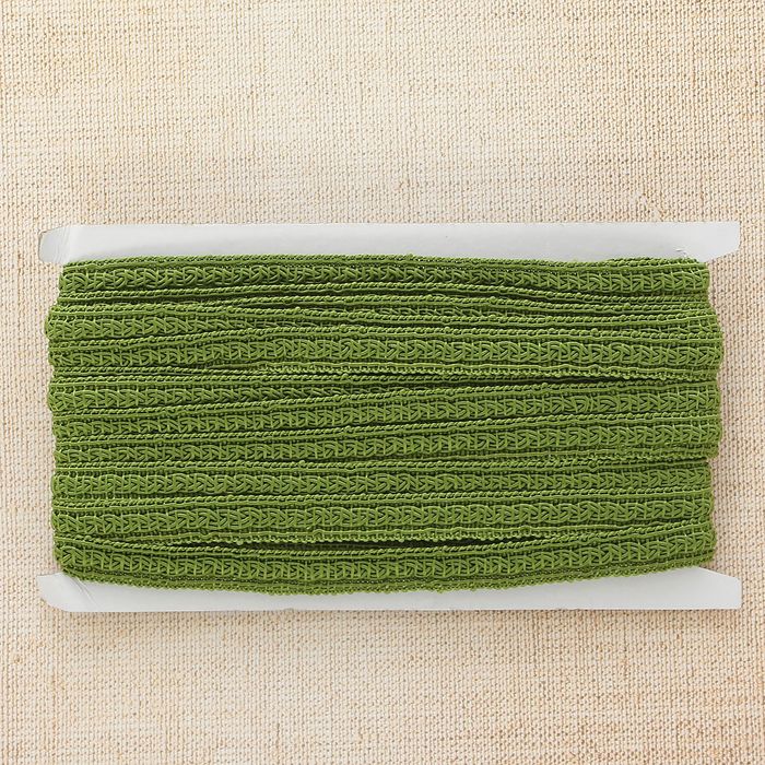Тесьма декоративная "Косичка", ширина 1,2см, длина 10±1м, цвет зеленый