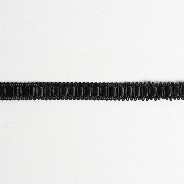 Тесьма декоративная переплетение с лентой, ширина 1,7см, длина 10±1м, цвет черный