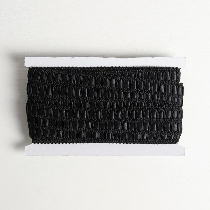 Тесьма декоративная переплетение с лентой, ширина 1,7см, длина 10±1м, цвет черный