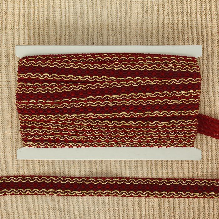 Тесьма декоративная "Узор", ширина 1,8см, длина 10±1м, цвет бордово-золотой