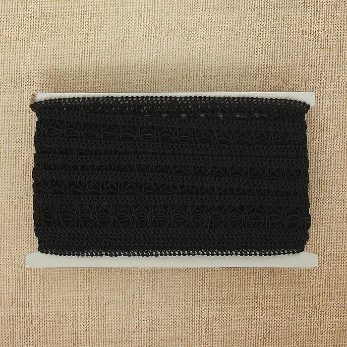 Тесьма декоративная "Цветы", ширина 3,5см, длина 10±1м, цвет чёрный