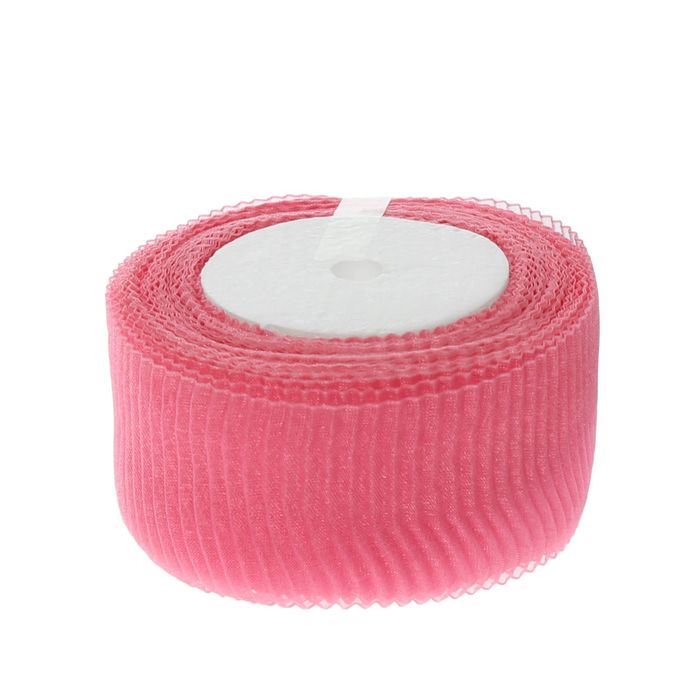 Лента капроновая гофрированная, 50мм, 10±1м, цвет розовый