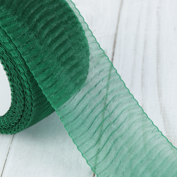 Лента капроновая гофрированная, 50мм, 10±1м, цвет зелёный