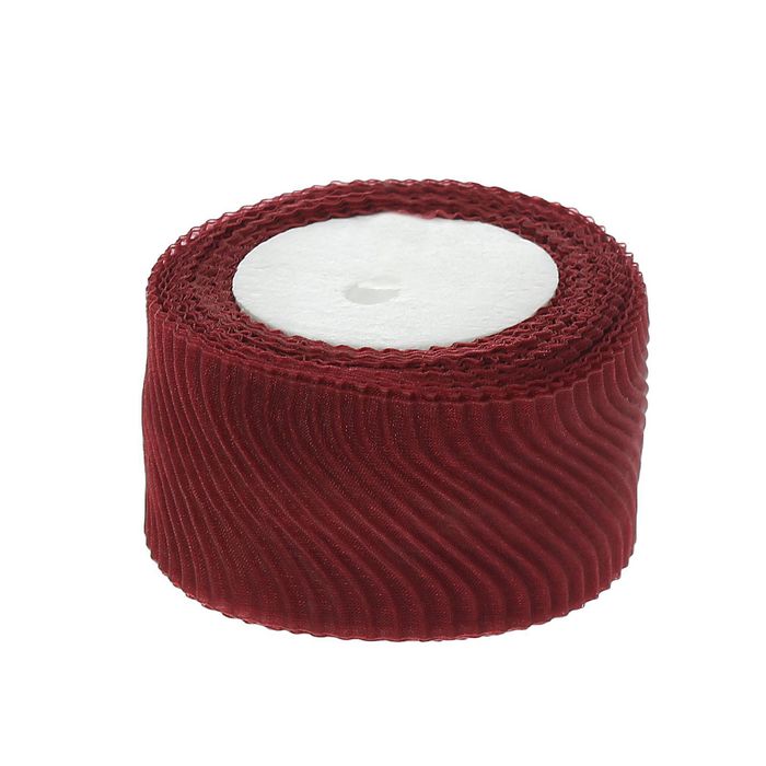 Лента капроновая гофрированная, 50мм, 10±1м, цвет бордовый