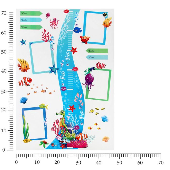 Наклейка-ростомер "Морские обитатели", 50 х 72 см